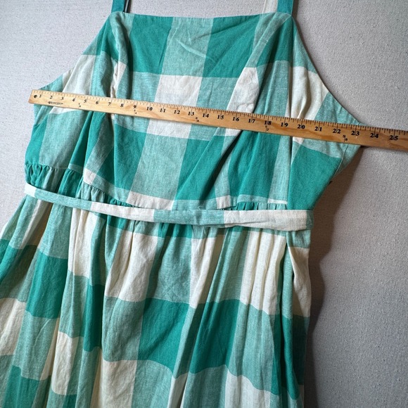 Ava & Viv Green Gingham Linen Cotton Midi Dress Plus Size 4X Smocked Back Easter - Picture 5 of 8